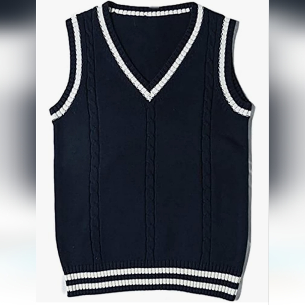 Campure Navy and White Knit Vest size M